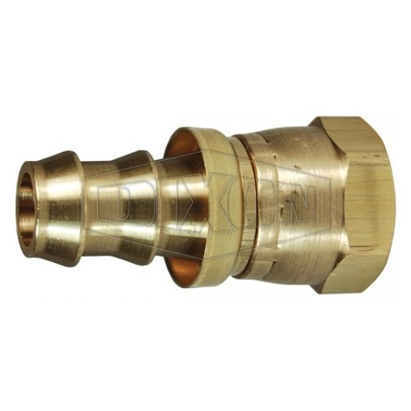 Dixon Hose Barb Fitting with Brass Cap, 45Deg Female SAE/37Deg Female JIC Swivel x Push-On Hose Barb End S 2870812CBC - main